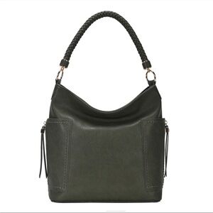 Miztique Vegan Leather Hobo Bag - Olive
Green (New) with Braided Handle